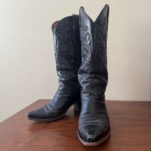 Dan Post Maria Cowgirl Boots Black High Heel Leather 7